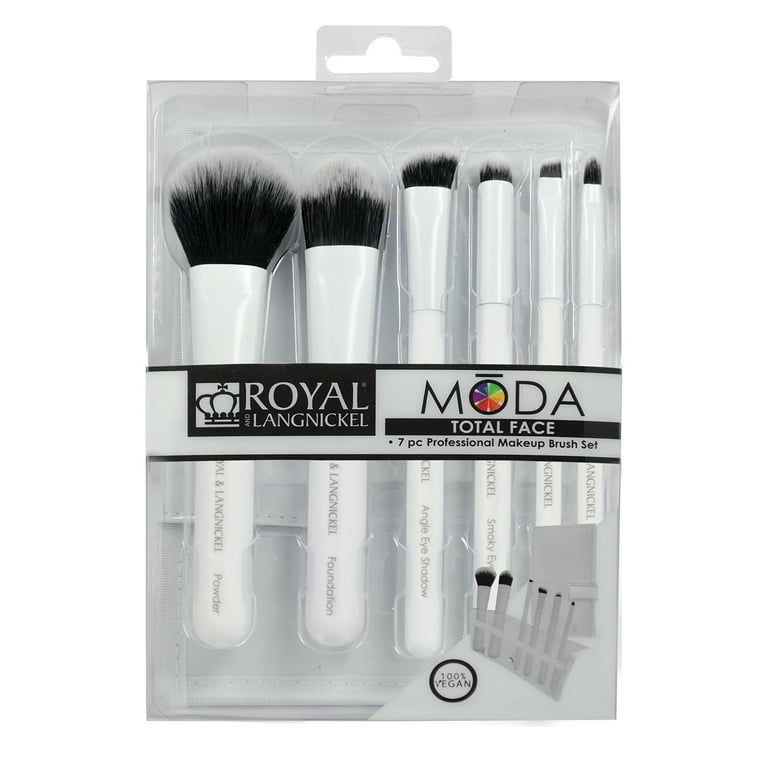 Royal Brush Moda - Total Face 7 Piece Cosmetic Brush Set & Case - Purple