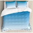 thumbnail image 3 of Ombre Duvet Cover Set Twin Size, Sky Landscape Skyscaper Tall Building View Inspired Blue Lovers Modern Design Print, Decorative 2 Piece Bedding Set with 1 Pillow Sham, Blue White, by Ambesonne, 3 of 3