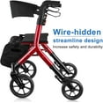 thumbnail image 4 of WalkMate Déambulateur à Roulettes pour Aînés de Grande Taille 5,3-7 Pi avec Siège à Hauteur Ajustable, Roues de 10 Pouces, Marchettes à Câbles Cachés, Conception Pliable Compacte, Aide à la Mobilité Légère pour la Marche, Dossier Élargi, Rouge, 4 of 9