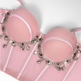 thumbnail image 4 of Women's Rhinestone Tassel Corset Top, Spaghetti Straps Sexy Underwire Bustier Halloween Camisoles Tops, 4 of 7