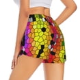 thumbnail image 2 of Uemuo Colorful Tie Dye Stained Glass 1 Pattern Women's Athletic Shorts High Waisted Running Shorts with Liner Pockets Gym Elastic Workout Shorts-XX-Large, 2 of 9