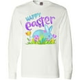 thumbnail image 3 of Inktastic Happy Easter Blue Bunny and Eggs in Grass Long Sleeve T-Shirt, 3 of 5