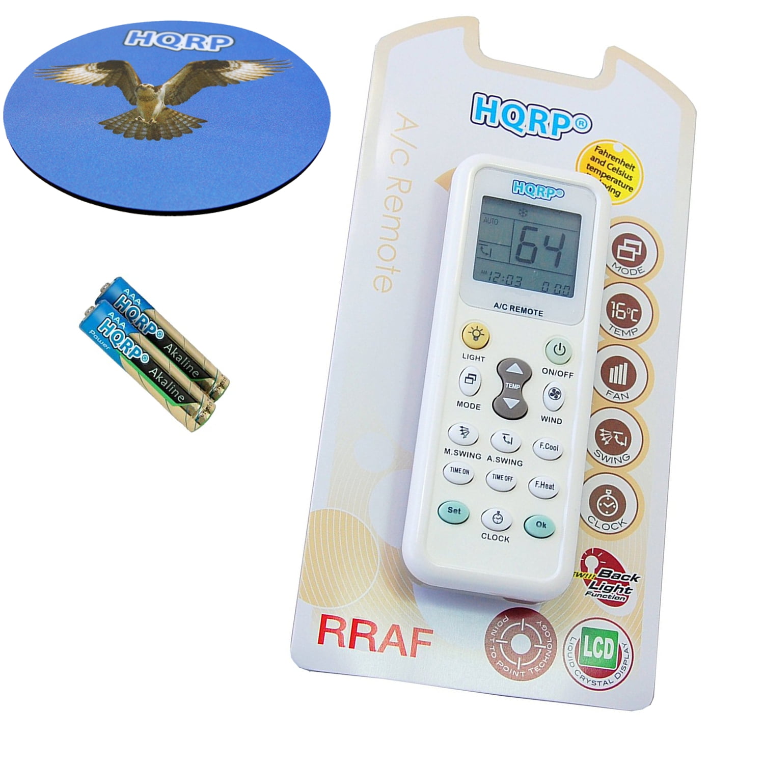 HQRP Universal Remote Control Compatible with Soleus Air SGCAC08ESE