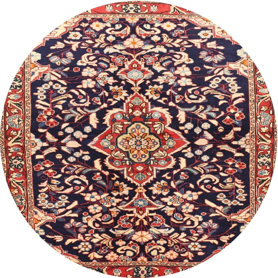 Ahgly Company Machine Washable Indoor Round Traditional Vermilion Red Area Rugs, 3' Round