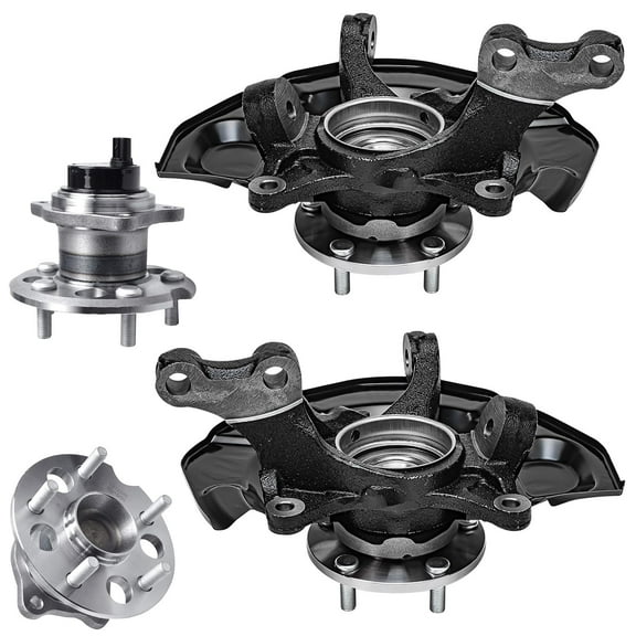 Detroit Axle - FWD Front Steering Knuckles Rear Wheel Hub and Bearings Kit Replacement for 2004-2010 Toyota Sienna - 4pc Set