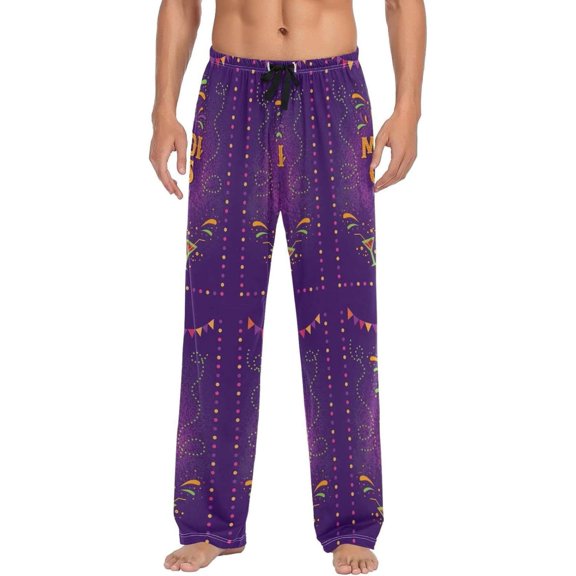 GZHJMY Mardi Gras Pajama Pants for Men, Lounge Pants Lightweight Men Pajama Bottoms with Drawstring Pockets, Christmas New Year Birthday Gifts, Large