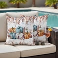 thumbnail image 5 of Thanksgiving Orange Blue Pumpkin Pillow Covers 2 Pack Eucalyptus Leaf Pillowcase Waterproof Outdoor Throw Pillow Cover for Patio Garden Square Cushion 24”x24”, 5 of 9