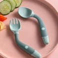thumbnail image 4 of YOPTOP Baby Kids Spoon Fork Set Soft Bendable Silicone Scoop Fork Kit Tableware Toddler Training Feeding Cutlery Utensil,Yellow, 4 of 5