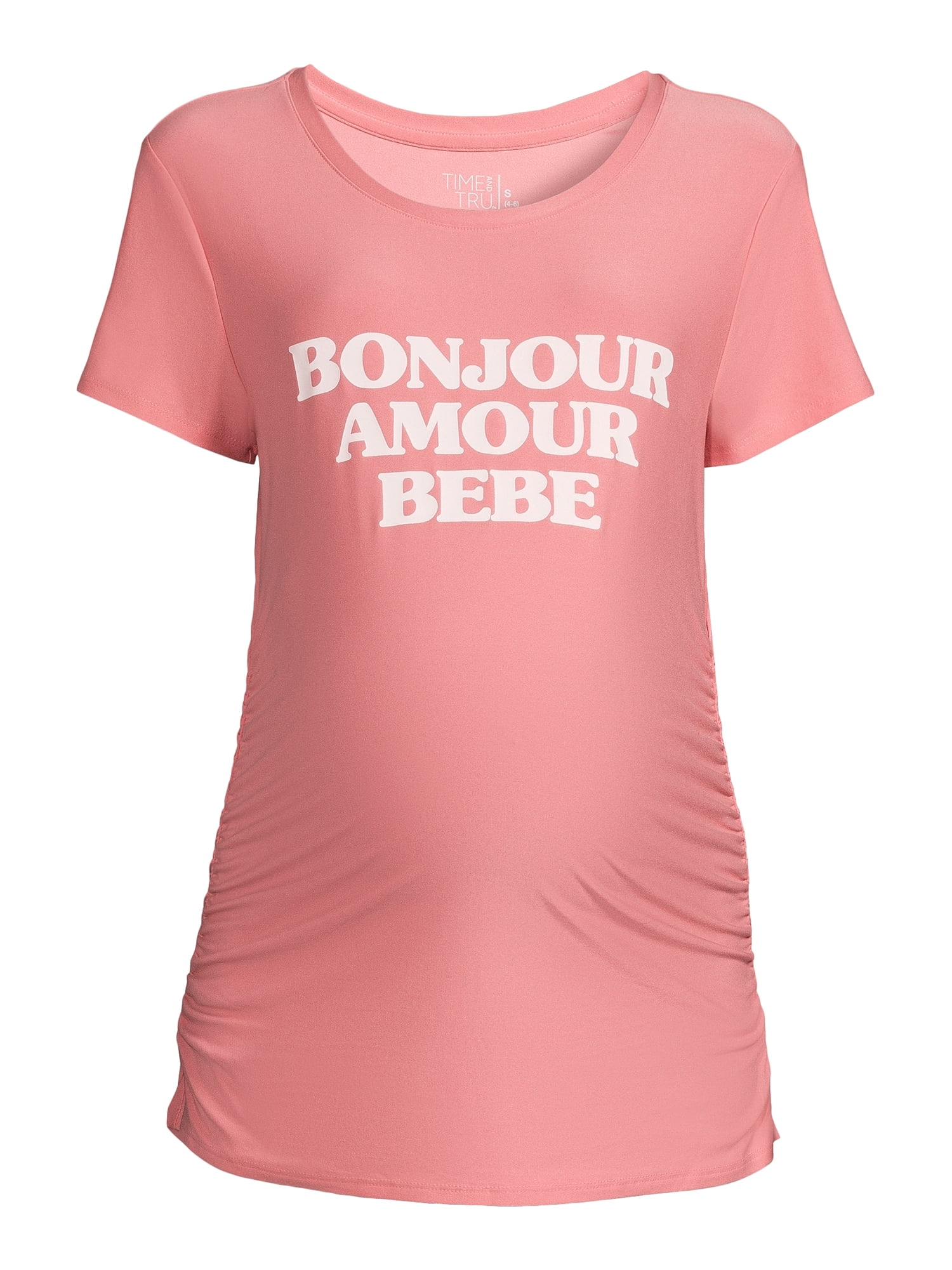 Time and Tru Women's Maternity Graphic Tee with Short Sleeves, Sizes S-XXL