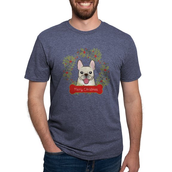 CafePress - French Bulldog Christmas Wr Mens Tri Blend T Shirt - Mens Tri-blend T-Shirt
