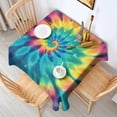 thumbnail image 2 of Colorful Rainbow Tie Dye Spiral Pattern Square Tablecloth,Waterproof Square Table Cover,Wipeable Spillproof Washable Table Cover for Home Kitchen Party Decor 42"X42"(107x107cm), 2 of 6