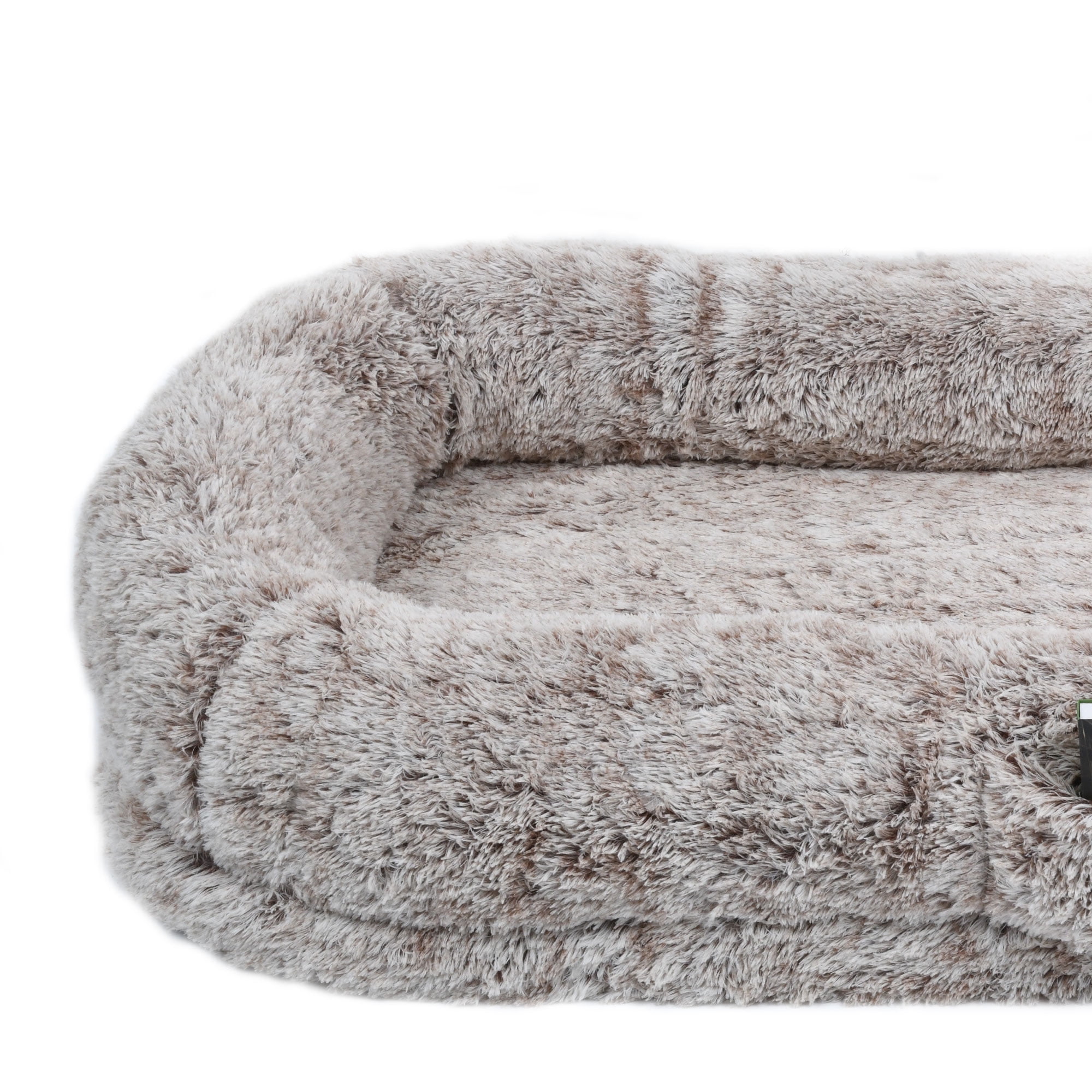 ModFusion 78” Extra-Large Human Dog Bed with Pillow & Blanket – Washable Faux Fur, Brown – Pet Bed for Dogs and Humans