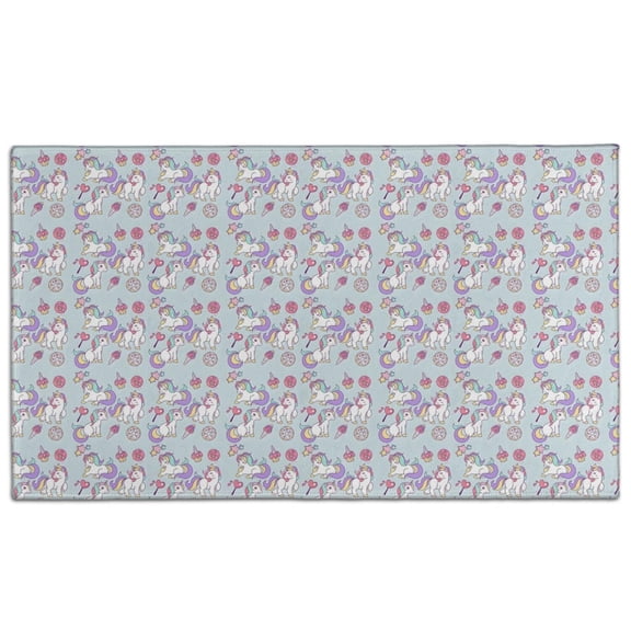 Blue Cartoon Unicorn Lollipop Pattern Door Rugs,Washable Non Slip Door Mats Indoor,Decorative Door Mats,Entry Mat Indoor for Entrance,Bedroom,Kitchen,Bathroom,17"x30"