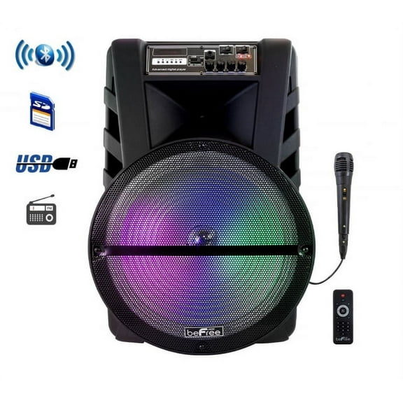 beFree Sound 15 Inch Bluetooth Portable Rechargeable Party Speaker with LED Lights