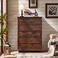 thumbnail image 6 of Joaxswe 5 Drawers Dresser, Wood Rustic Chest of Drawers for Bedroom, Tall Dressers Organizer with Metal Handles for Living Room, Entryway, Brown, 6 of 10