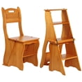 thumbnail image 1 of Wooden Folding Library Ladder Chair,2 in 1 Lightweight Portable Multifunctional Step Stool, 4-Step Stool Dual Purpose Stepladders, Display Stand and, 1 of 7