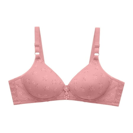Ukumplol Womens Bras Women s Large Size Thin Wireless Underwear Side Breast Reduction Comfortable Breathable Bra Top Up Mommy Bra Sports Bra Push Up Bras for Women Wireless Bra Pink 36