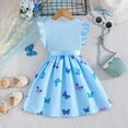 thumbnail image 6 of Larisalt Kids Girls Elegant Dress for Summer Ribbed Ruffle Butterfly Print Dresses Toddler Baby Girl Party Dress, 6 of 6