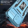 thumbnail image 7 of For Motorola Moto G22 2022 6.5", Hybrid Rugged PC Shell 360°Rotating Holder/Kickstand Camera Slide Car Mount Anti-fall Airbags Military-Grade Shockproof Anti-fingerprint Case,Lightblue, 7 of 7