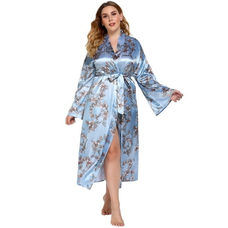 

Women Oversize Nightgown Printed Pattern Long Sleeve V-neck Long Nightdress