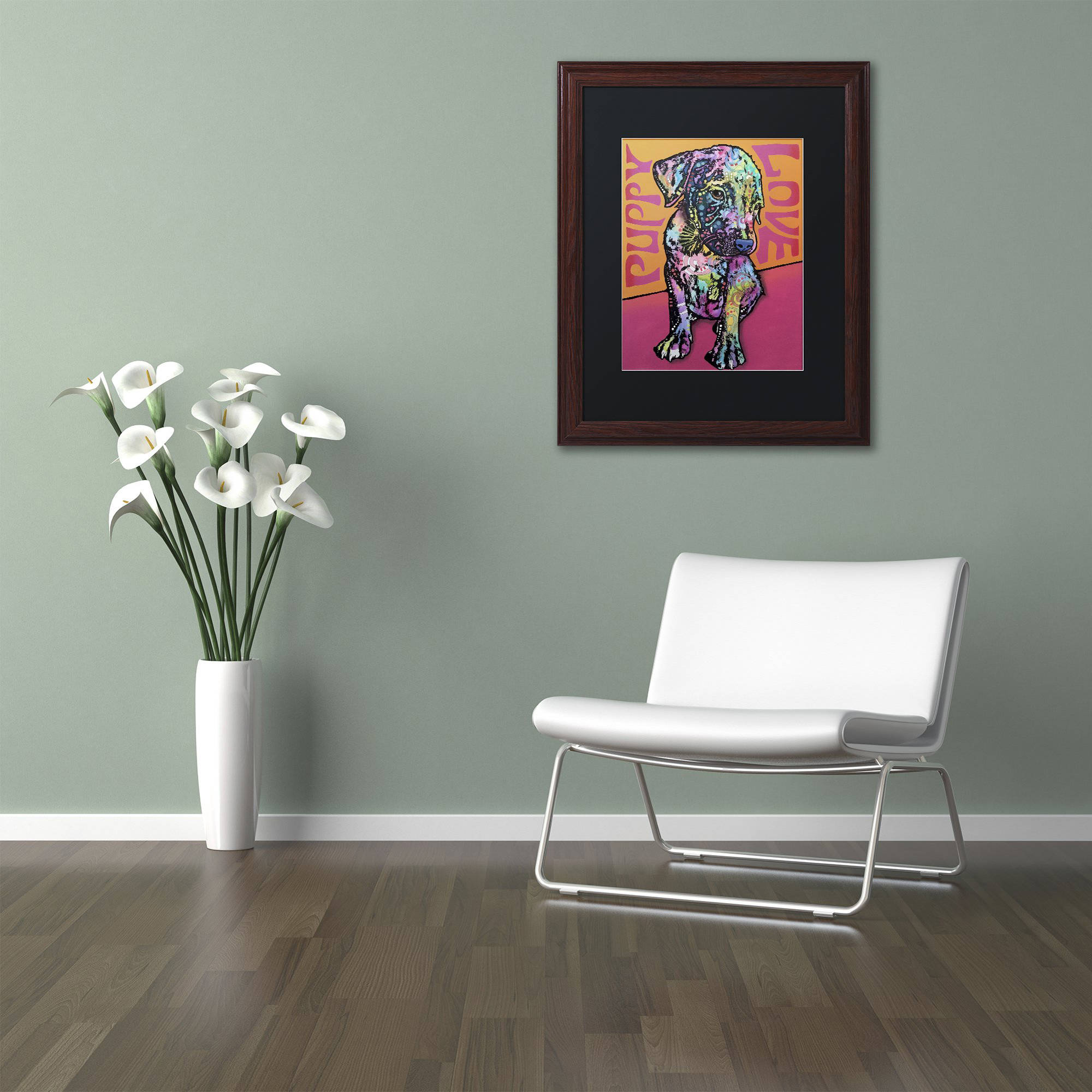 Puppy Love' Canvas Art by Dean Russo, Black Matte, Wood Frame