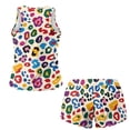 thumbnail image 4 of Xoenoiee Colorful Leopard Print Womens 2026 Plus Size Tankini Swimsuits Rash Guard Athletic Two Piece Swimwear Bathing Suits with Pockets for Women, L, 4 of 7