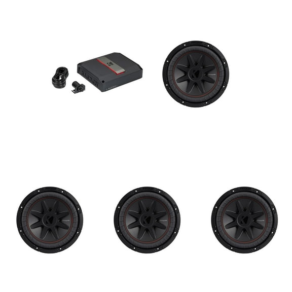 Kicker 10 Inch CVR Woofer (4) 52CVR102 Package with 51LX12501 Amplifier