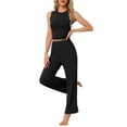 thumbnail image 4 of Conjunto de lounge para mujeres INSPIRE CHIC, top sin mangas y pantalones, pijama sólido en negro, 4 of 6