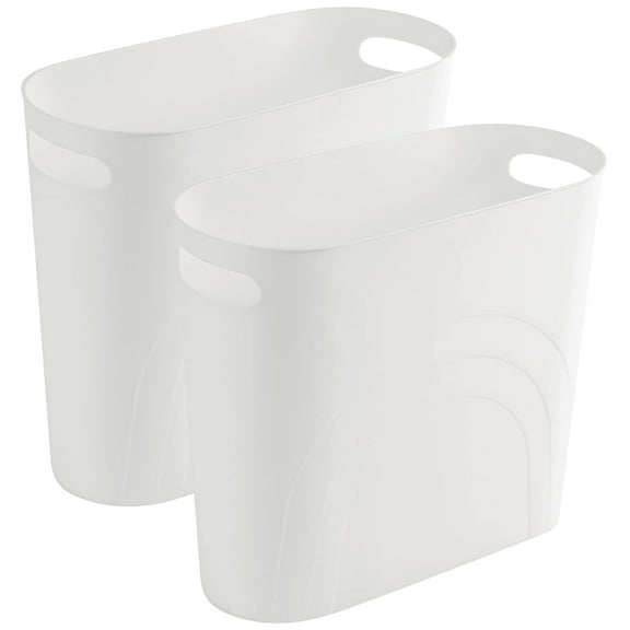 Small Trash Can, Slim Garbage Can Plastic Waste Basket with Handles 3.5 Gallon Container Bin for Narrow Spaces Bathroom, Bedroom, Kitchen, Office at Home, 2 Pack Teal Blue