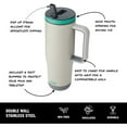 thumbnail image 3 of BUILT Cascade 40 oz Stainless Steel Tumbler Water Bottle with Flip Top Straw and Handle, Gray, 3 of 12