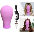 thumbnail image 2 of Cabeza de maniquí de cabeza de bloque de lona de 22 pulgadas colorida con cabeza de peluca de soporte para cabello Púrpura Yuyangstore cabeza de maniquí, 2 of 8