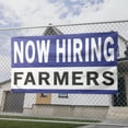 thumbnail image 2 of Now Hiring Farmers 13 oz Heavy Duty Vinyl Banner Farm Worker Jobs Available Farm Laborer Help Wanted Sign for Business Indoor/Outdoor Single-Sided with Metal Grommets (3x5 ft, Wh & Bl & Bk), 2 of 6