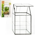 thumbnail image 2 of D'Eco Glass Geometric DIY Terrarium for Succulent & Air Plant- Hinged Roof Shaped for Indoor Gardening Decor- Create your own Flower, Fern, Moss Centerpiece (Large 5"x6"x11"), 2 of 4
