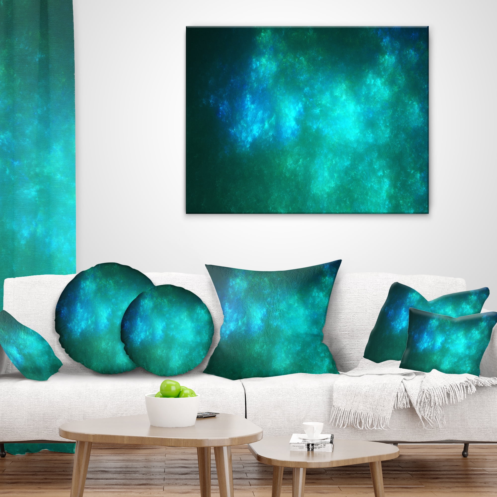 Designart Blue Starry Fractal Sky - Abstract Throw Pillow - 16x16