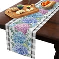 thumbnail image 2 of Table Runner Dresser Scarves 120 Inch Long, Watercolor Hydrangea and Foliage Linen Dining Table Runners Blue Purple Floral and Plaid Tabletop Scarf for Wedding Holiday Party Kitchen, 2 of 9