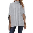 thumbnail image 2 of Wutalume Women's Lazy Style Loose Long Sleeve High Neck Solid Color Knitted Shawl Sweater, Warm Winter Pullover with Cozy Draped Design for Casual and Chic Looks,Gray M, 2 of 7