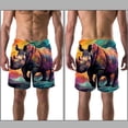 thumbnail image 3 of luoweisi Men's Beach Shorts Quick Dry Swim Trunks with Mesh Lining Abstract Rhinoceros 2XL, 3 of 5
