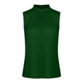 thumbnail image 4 of Womens Elegant Satin Camisole Top Pleated Detail Sleeveless Halter Neck Work Formal Blouse Green L, 4 of 4
