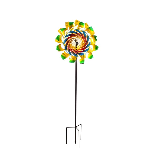 Evergreen 75"H Primary Color Swirl with Curved Edges Wind Spinner, 10.3'' x 24'' x 75'' inches.