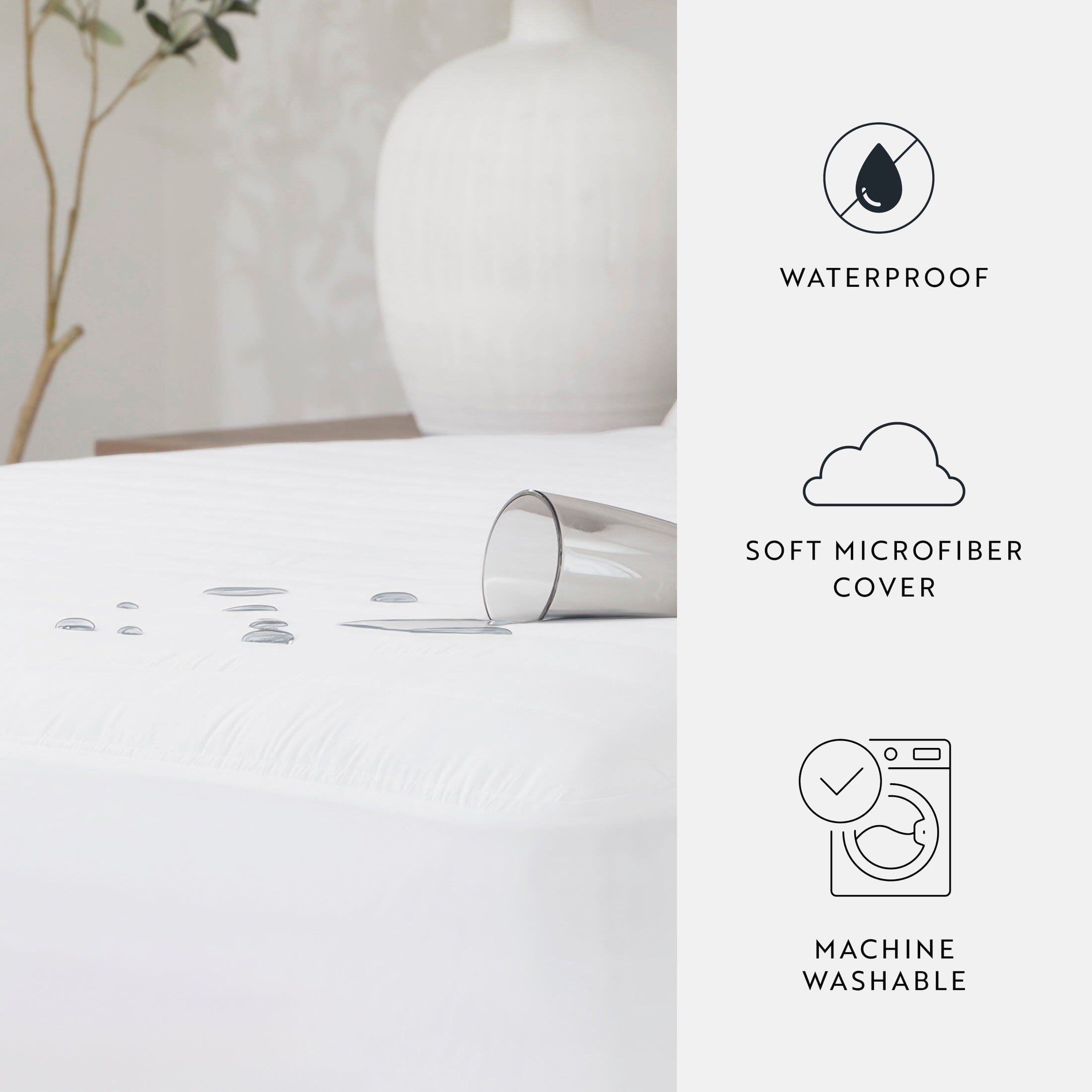 Waterproof Soft Padded Fitted Mattress Protector for Queen Beds by Comfort Canopy