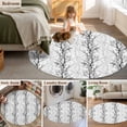 thumbnail image 6 of Black Grey Large Area Rugs for Bedroom Living Room, Soft Non Slip Carpet Bedside Rug, Pastoral Botanical Branch Aesthetics Round Floor Cover Kitchen Accent Rug 6' for Dining Room/Office, 6 of 9