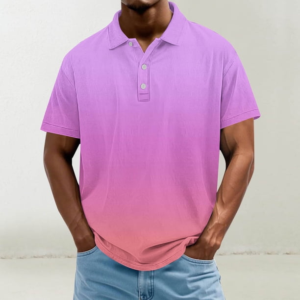 Blusa y camisa de manga corta con cuello vuelto para hombre, informal, de moda, de color liso, con botones, solapa y hebilla de gancho, camiseta de manga corta de poliéster para hombre.