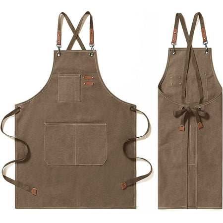

Egebert Chiefs Apron Cotton Canvas Apron with Large Pocket Adjustable Cowboy Unisex Tool Apron