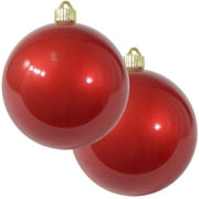 [2 Pack] Christmas by Krebs Candy Red, 6" (150mm) Shatterproof Plastic Water UV-Resistant Ball Ornaments