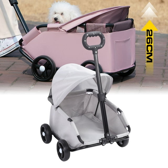 Foldable Pet , 4 Wheels with Canopy, Easy Assembly, for Small Dogs Cats, for Outdoor Adventures, Groceries, Shopping, Camping