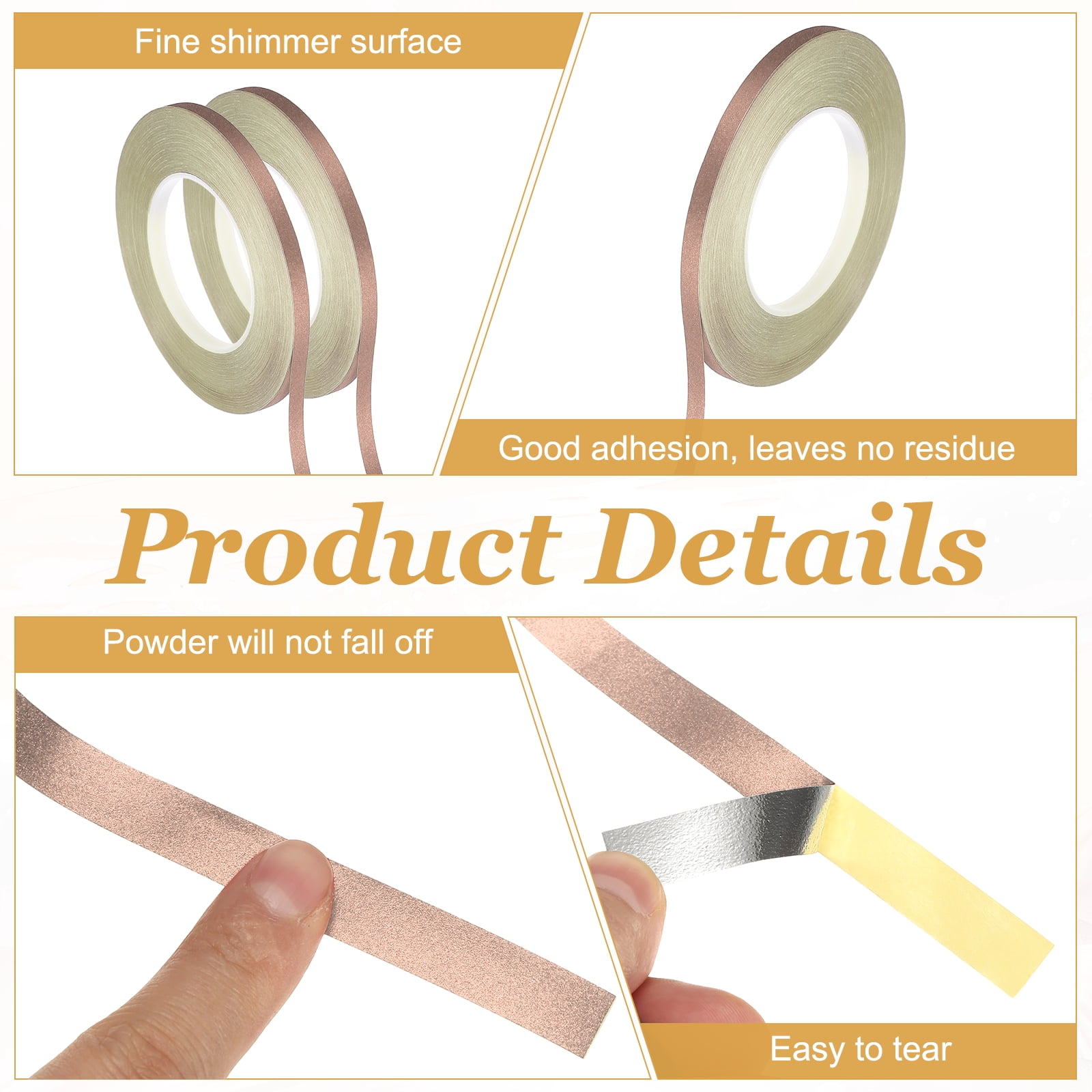 Uxcell 3 Roll Glitters Washi Tape, 0.2/0.4/0.6 Inch (W) x 55 Yards (L) Sparkling Decorative Washi Tape Self Adhesive for DIY Crafts, Gift Wrapping, Scrapbook, Party Decorations, Rose Gold