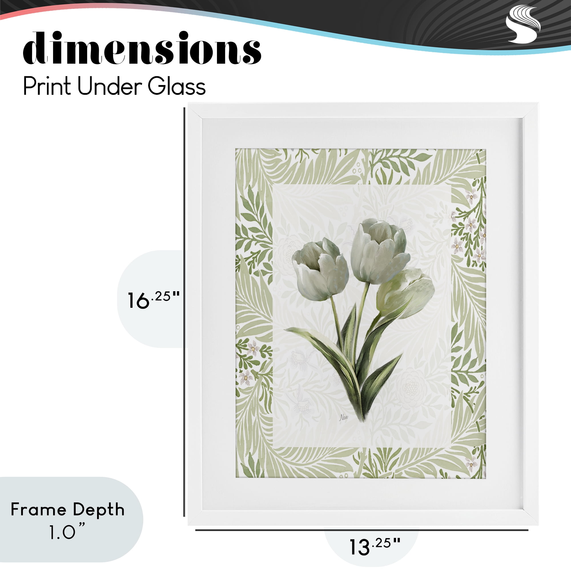 Stupell Industries Pale Green Tulip Trio White Framed Print Under Glass, design by Nan