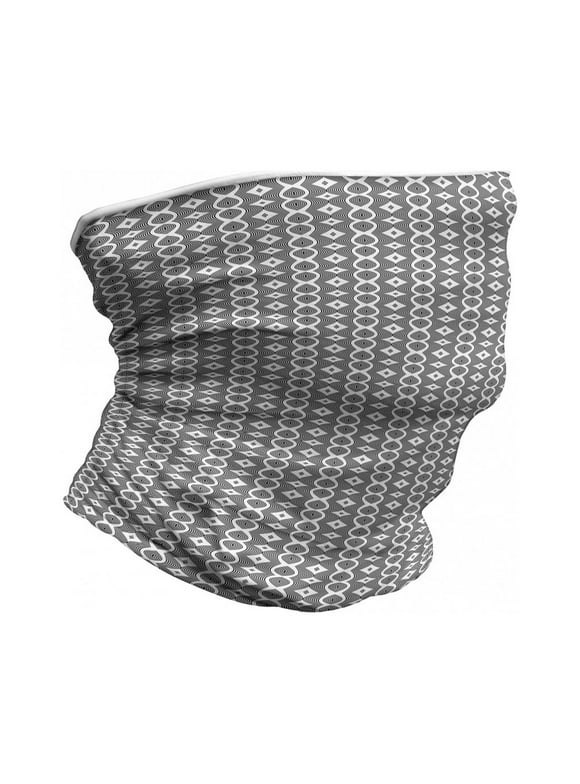 Contemporary Neck Gaiter, Wavy Lines Op Art, Unisex, Black and White, by Ambesonne
