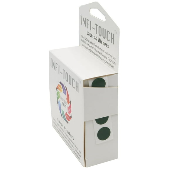 Infi-Touch Labels 1/2 inch Round Permanent Color-Code Dot Stickers, 1000 Stickers per Dispenser Box (Forest Green)
