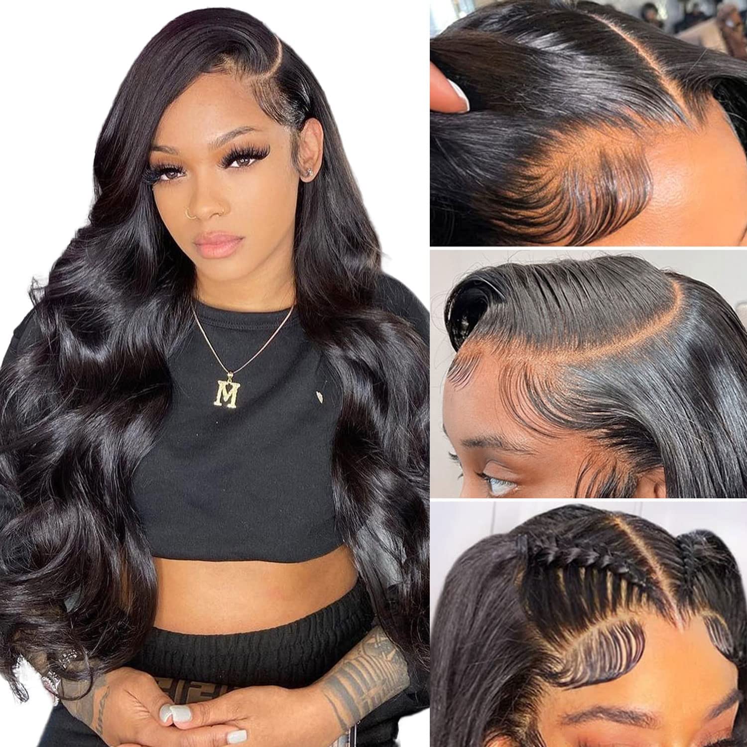 13x4 HD Transparent Body Wave Lace Front Wigs Human Hair for Black Women  18＿並行輸入品 屋外照明